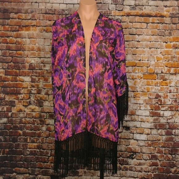 Wrangler Other - Fringe Swim Cover Up Kimono Medium